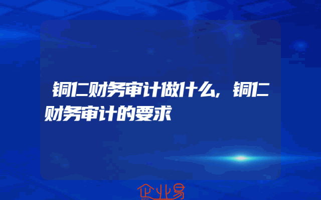 铜仁财务审计做什么,铜仁财务审计的要求