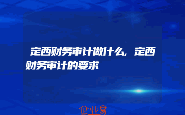 定西财务审计做什么,定西财务审计的要求