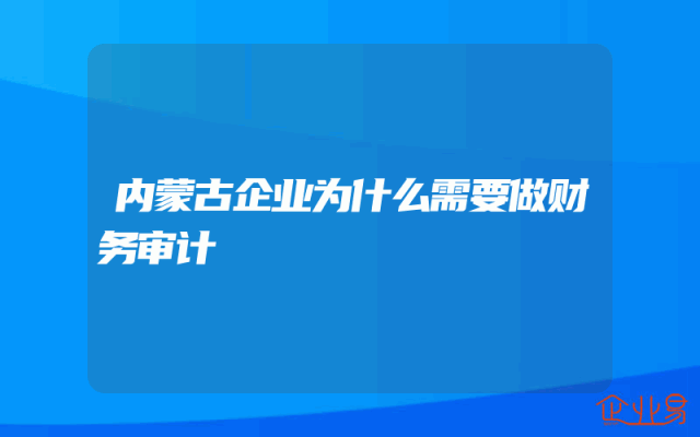 内蒙古企业为什么需要做财务审计
