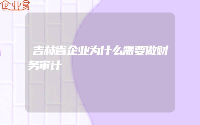 吉林省企业为什么需要做财务审计