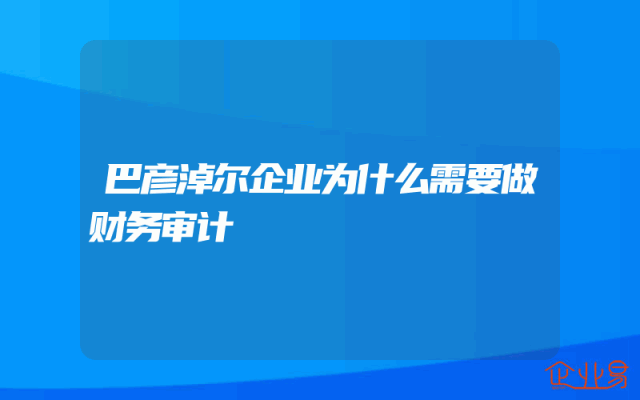 巴彦淖尔企业为什么需要做财务审计