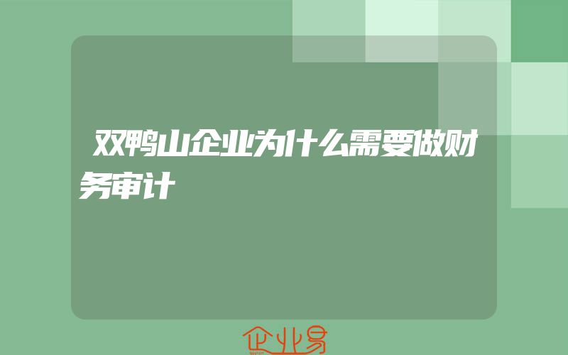 双鸭山企业为什么需要做财务审计