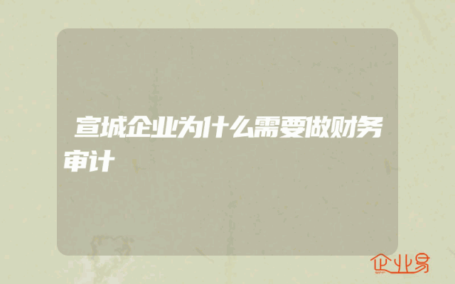 宣城企业为什么需要做财务审计