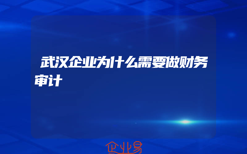 武汉企业为什么需要做财务审计