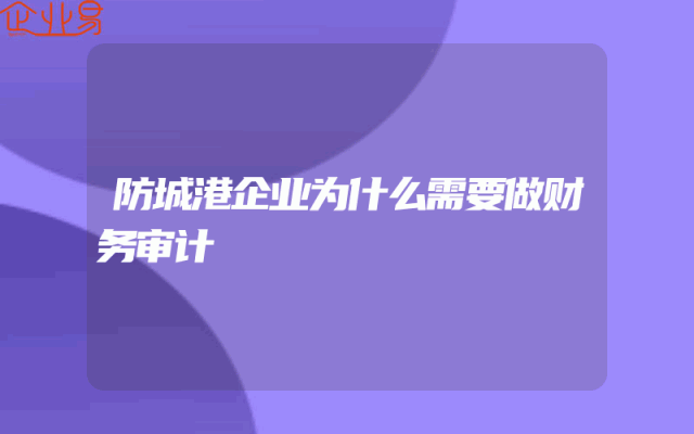 防城港企业为什么需要做财务审计