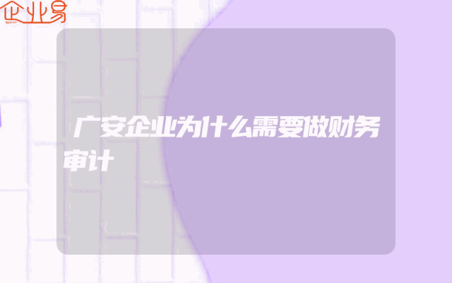广安企业为什么需要做财务审计