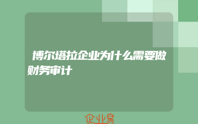 博尔塔拉企业为什么需要做财务审计