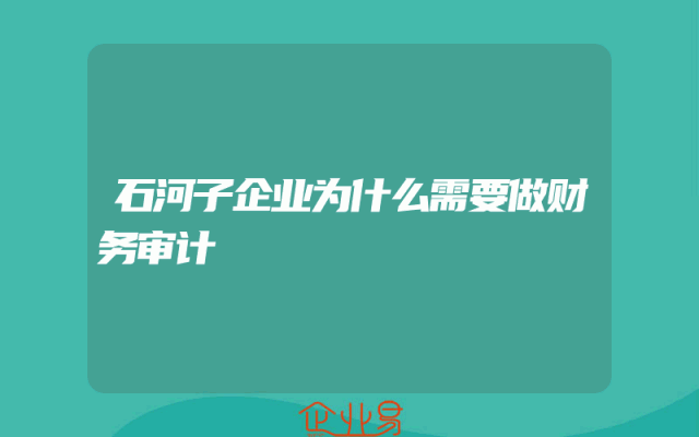 石河子企业为什么需要做财务审计