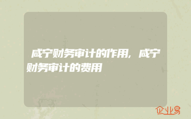 咸宁财务审计的作用,咸宁财务审计的费用