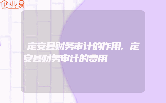 定安县财务审计的作用,定安县财务审计的费用