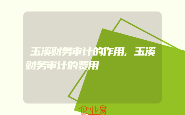 玉溪财务审计的作用,玉溪财务审计的费用