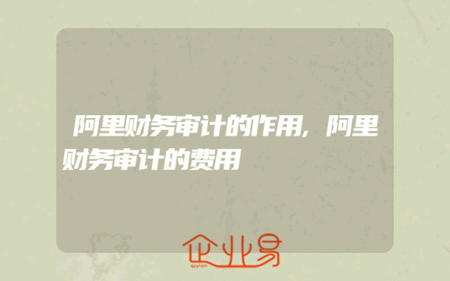 阿里财务审计的作用,阿里财务审计的费用
