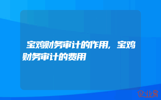 宝鸡财务审计的作用,宝鸡财务审计的费用