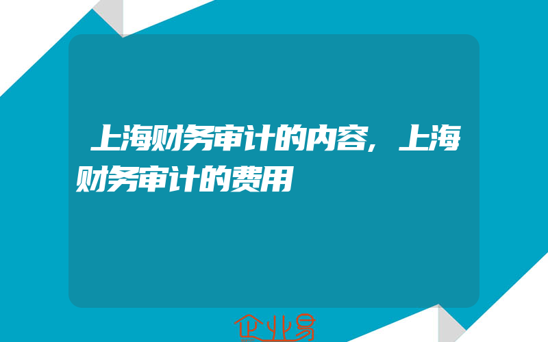 上海财务审计的内容,上海财务审计的费用