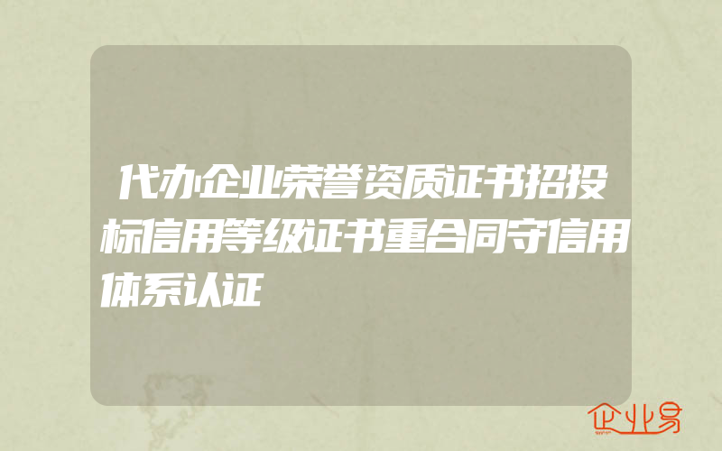 代办企业荣誉资质证书招投标信用等级证书重合同守信用体系认证