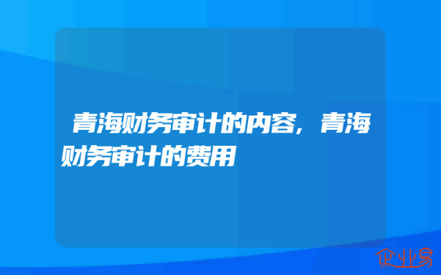 青海财务审计的内容,青海财务审计的费用