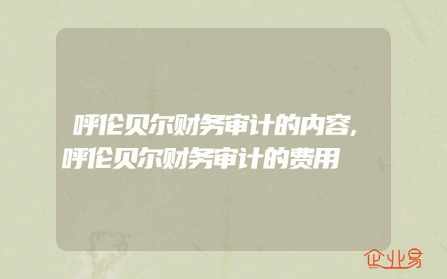 呼伦贝尔财务审计的内容,呼伦贝尔财务审计的费用