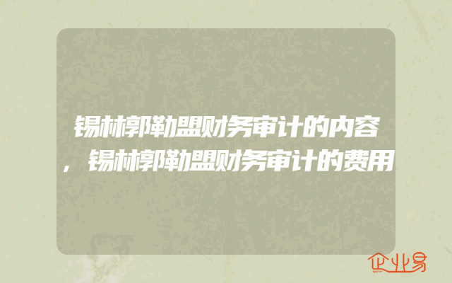 锡林郭勒盟财务审计的内容,锡林郭勒盟财务审计的费用