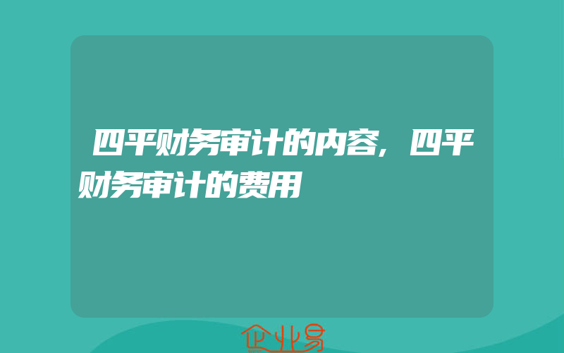 四平财务审计的内容,四平财务审计的费用