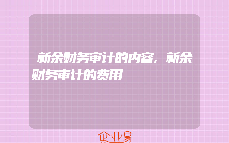 新余财务审计的内容,新余财务审计的费用