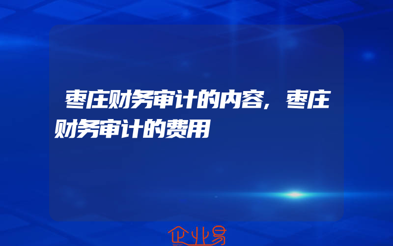 枣庄财务审计的内容,枣庄财务审计的费用