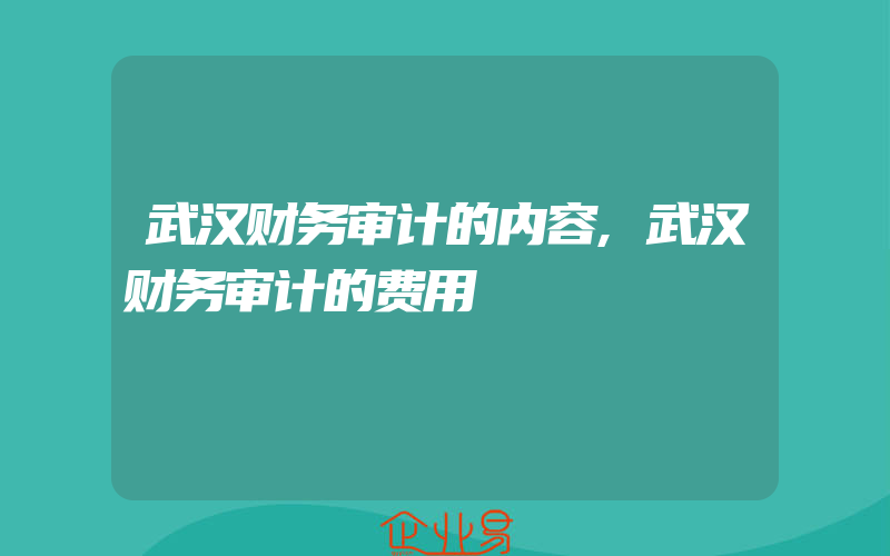 武汉财务审计的内容,武汉财务审计的费用