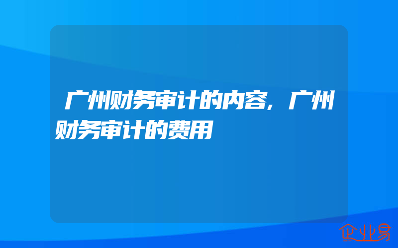 广州财务审计的内容,广州财务审计的费用