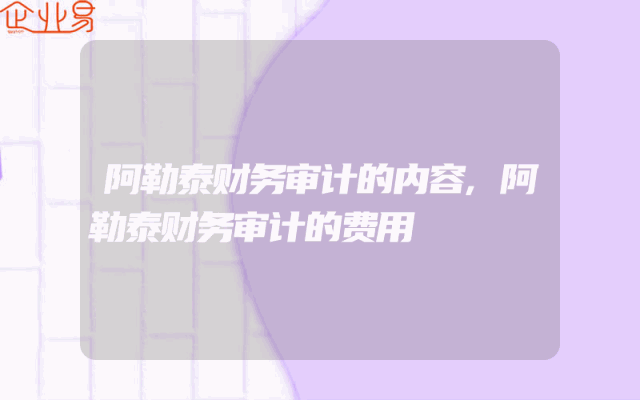 阿勒泰财务审计的内容,阿勒泰财务审计的费用