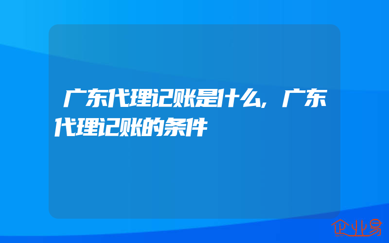 广东代理记账是什么,广东代理记账的条件