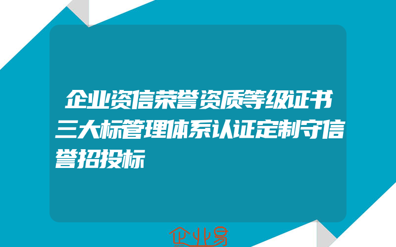 企业资信荣誉资质等级证书三大标管理体系认证定制守信誉招投标