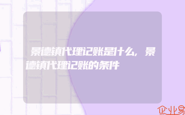 景德镇代理记账是什么,景德镇代理记账的条件