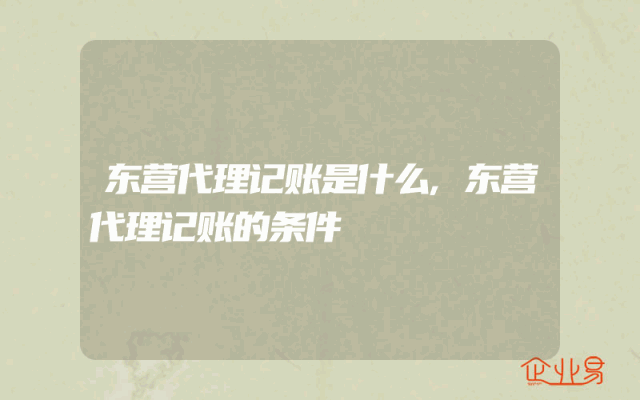 东营代理记账是什么,东营代理记账的条件