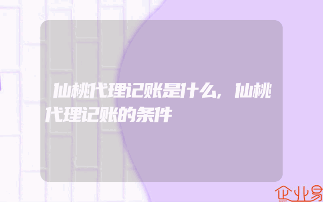 仙桃代理记账是什么,仙桃代理记账的条件