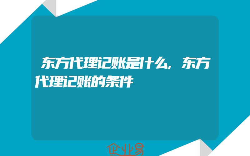 东方代理记账是什么,东方代理记账的条件