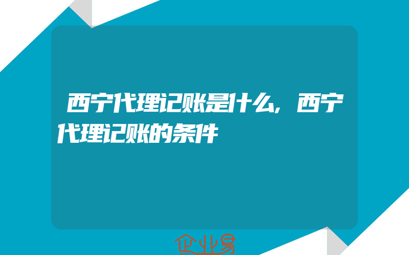 西宁代理记账是什么,西宁代理记账的条件