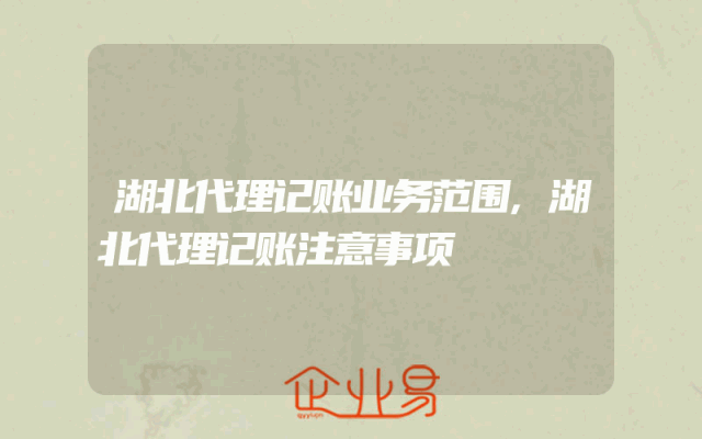 湖北代理记账业务范围,湖北代理记账注意事项