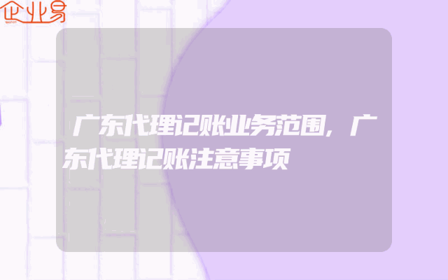 广东代理记账业务范围,广东代理记账注意事项