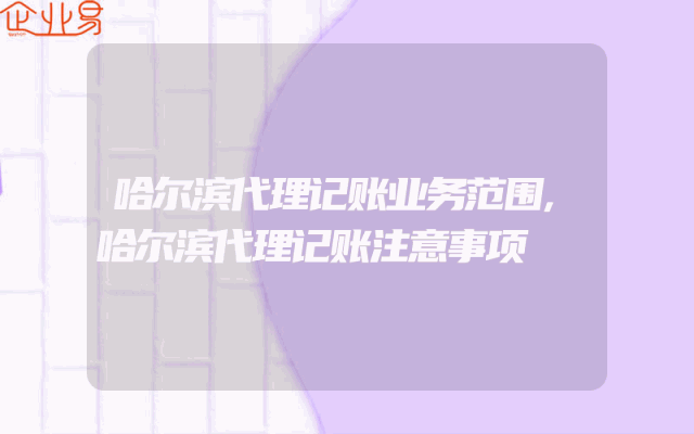 哈尔滨代理记账业务范围,哈尔滨代理记账注意事项