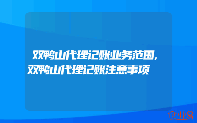 双鸭山代理记账业务范围,双鸭山代理记账注意事项