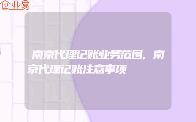 南京代理记账业务范围,南京代理记账注意事项