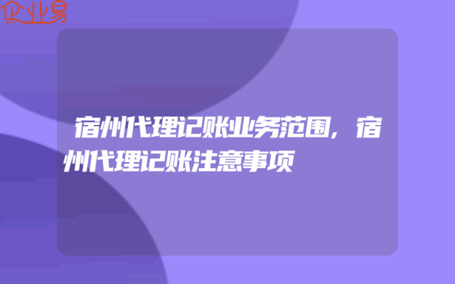 宿州代理记账业务范围,宿州代理记账注意事项