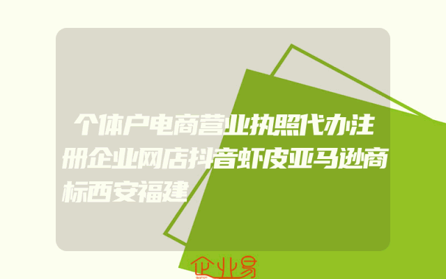 个体户电商营业执照代办注册企业网店抖音虾皮亚马逊商标西安福建