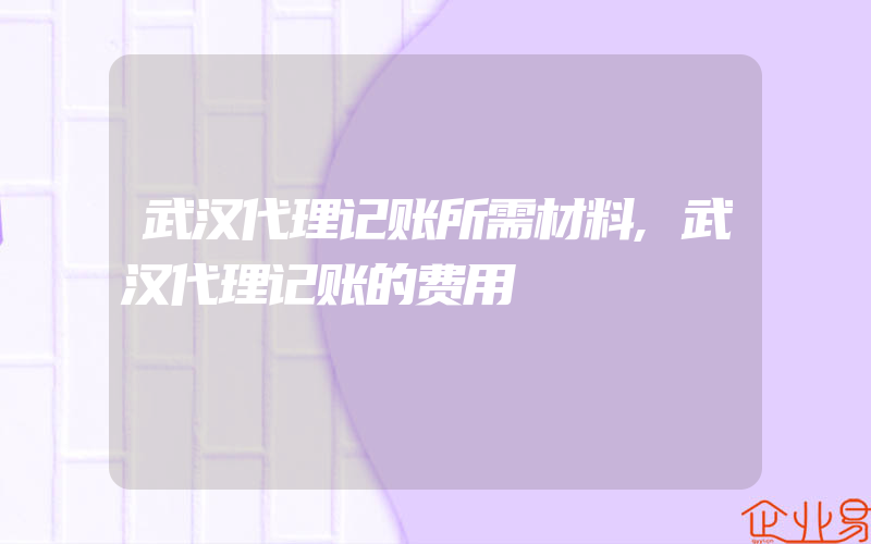 武汉代理记账所需材料,武汉代理记账的费用