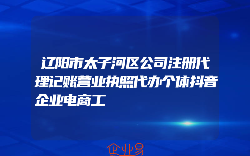 辽阳市太子河区公司注册代理记账营业执照代办个体抖音企业电商工