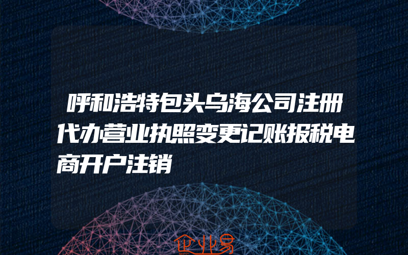 呼和浩特包头乌海公司注册代办营业执照变更记账报税电商开户注销