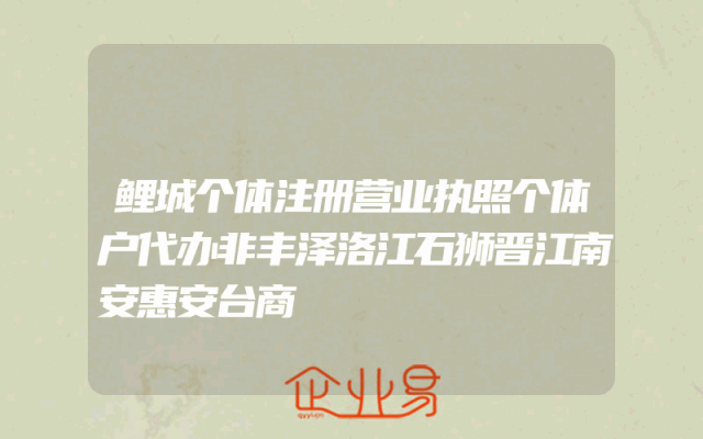 鲤城个体注册营业执照个体户代办非丰泽洛江石狮晋江南安惠安台商