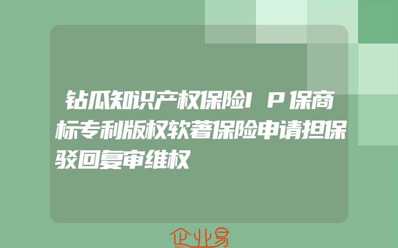 钻瓜知识产权保险IP保商标专利版权软著保险申请担保驳回复审维权