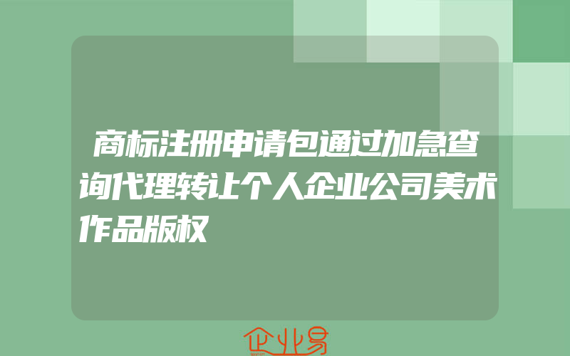 商标注册申请包通过加急查询代理转让个人企业公司美术作品版权