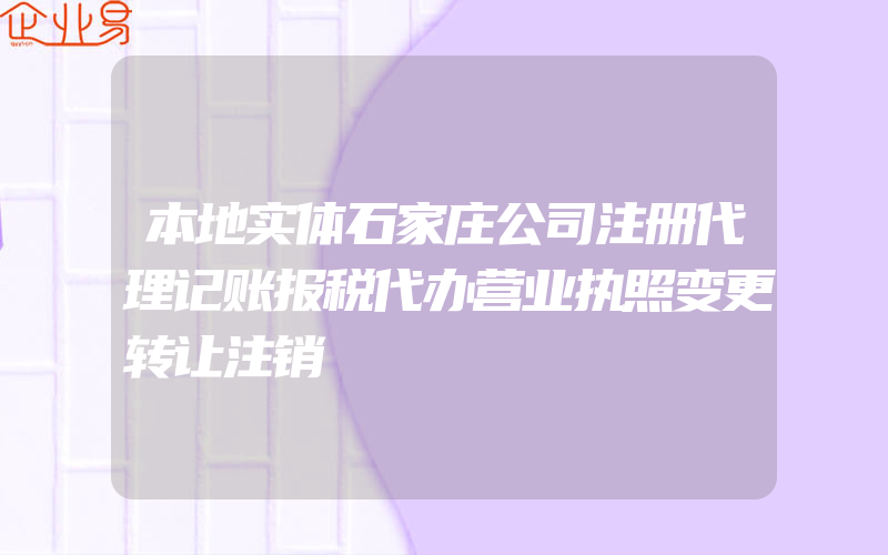 本地实体石家庄公司注册代理记账报税代办营业执照变更转让注销