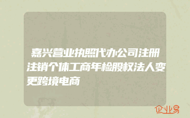 嘉兴营业执照代办公司注册注销个体工商年检股权法人变更跨境电商